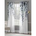 thumbnail image 4 of Blue Teal Eucalyptus Sheer Curtains 84 Inch Length 2 Panels Set Window Treatments, Weeping Botanical Leaf Watercolor Rod Pocket Semi Curtains for Living Room/Bedroom/Kitchen Décor, 104"W x 84"L, 4 of 7