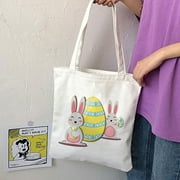 Cibee Easter Gift Bags with Handles 15.74X13.77 Inch Reusable Canvas Bunny Easter Gift Treat Candy Bags Bulk Easter Basket Kids Easter Party Favors, Easter Egg Hunt, Gift Fillershopping Bag