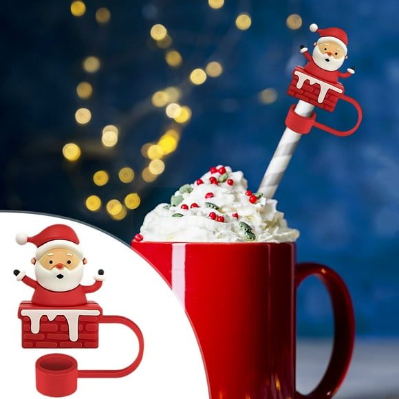 KTTECTOA Christmas Straw Covers Cap For Cup 10mm Christmas Straw Toppers For Tumblers Accessories Reusable Straw Cap Stopper For Straws Tip Lids Clearance Christmas Canada Days Room Decor