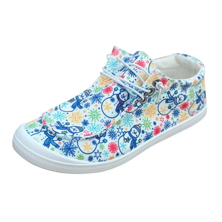 

NECHOLOGY Women Sandals Ladies Fashion Exquisite Christmas Print Lace Up Comfort Flat Casual Shoes Flat Shoes for Women Casual Shoes White 9