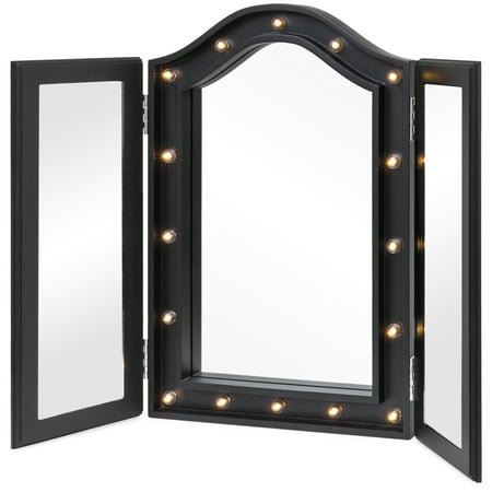 Best Choice Products Lighted Tabletop Tri-Fold Vanity Mirror w/ LED Lights - (Best Lighted Vanity Mirror 2019)
