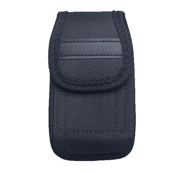 Black Nylon Sturdy Clip and belt loop Case compatible with Tracfone Alcatel Flip 2