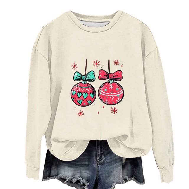 HAiming Chemise de Noël Garçons Filles Manches Longues Col Rond Chandail Xmas Vêtements Imprimés Mignons
