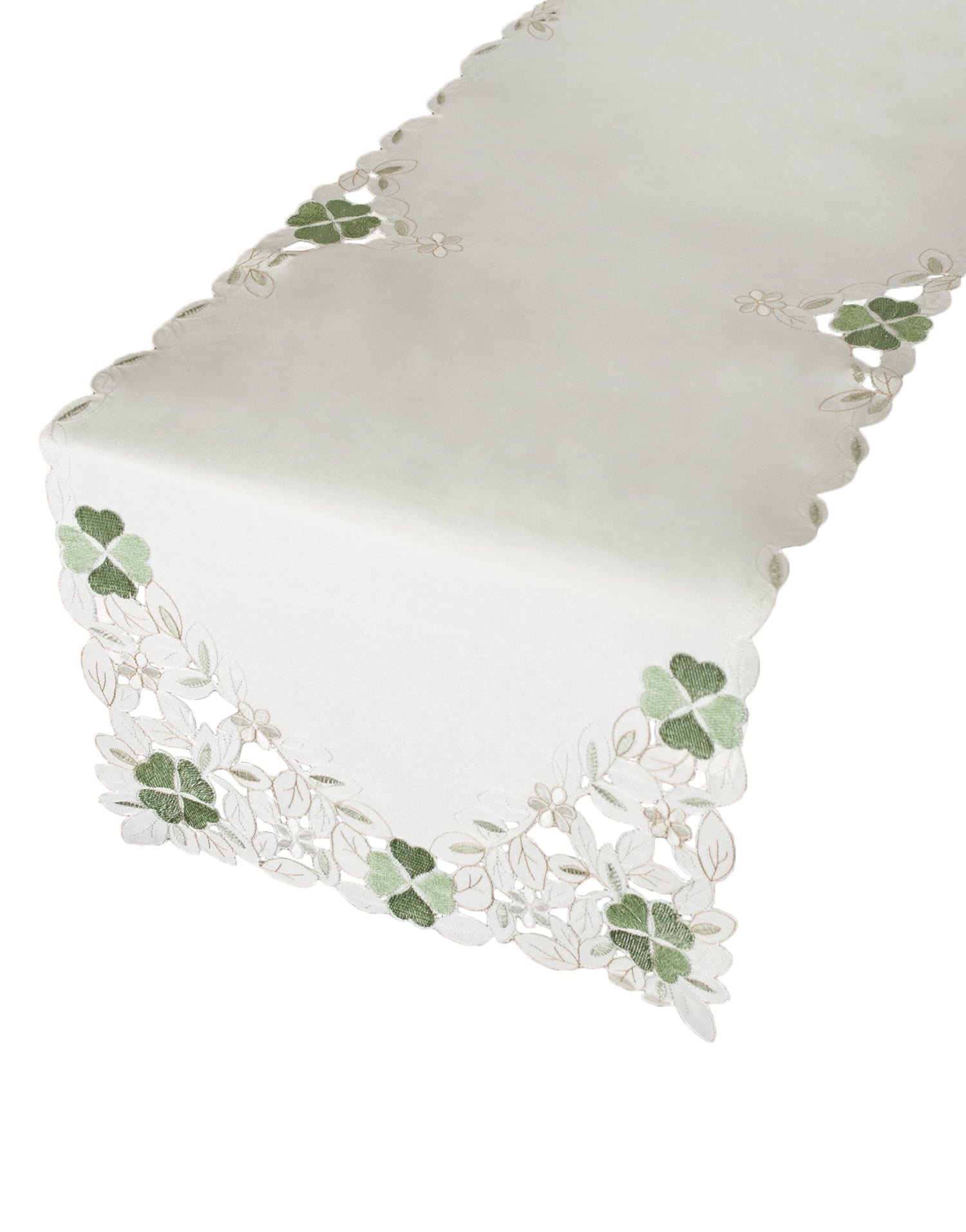 PLACE MATS OR DOILIES SHAMROCK EMBROIDERED TABLECLOTHS CREAM BASE. RUNNERS 