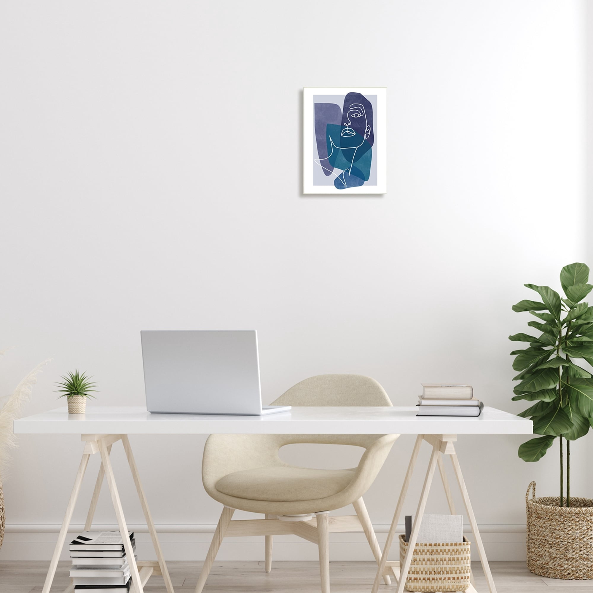 Stupell Industries Modern Line Doodle Face Bold Abstract Shapes Wood Wall Art, 10 x 15, Design by Birch&Ink