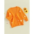 thumbnail image 3 of FEORJGP Kids Girls Knit Sweater Long Sleeve Knitwear Cardigan V Neck Flower Embroidery Coat Button Up Tops Outerwear Cute Warm Autumn Winter Clothes, 3 of 9