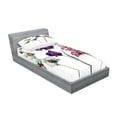 thumbnail image 2 of Ambesonne Watercolor Fitted Sheet & Pillow Sham Set, Flourishing Environment, Twinxl, Cream Violet Dried Rose, 2 of 2