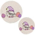 thumbnail image 7 of SKYSONIC Easter Gnome Eggs Pot Holders Trivets, 2 Pcs Heat Resistant Trivets,Purple Cotton Thread Weave Mats for Hot Pads Pans Pot Bowl Teapot for Kitchen Decor, 7 of 7