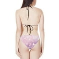 thumbnail image 3 of Suhoaziia Pink Cherry Blossoms Swimsuit Women Bikini Low Waisted Mesh Lining Quick Dry Bathing Suits Size 2XL,Swimwear Triangle Bathing Suit Halter Top for Summer Beach, 3 of 6
