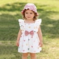 thumbnail image 5 of xfsWaSs Girls Beach Sundress Baby Toddler Summer Dress With Bow Floral Print Ruffle Sleeveless Sundress With Hat Cute Clothes 18-24 Months, 5 of 9