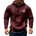 thumbnail image 4 of Sweat à Capuche pour Hommes, Sport Décontracté, avec Poche Imprimée et Demi-Fermeture Éclair, 4 of 5