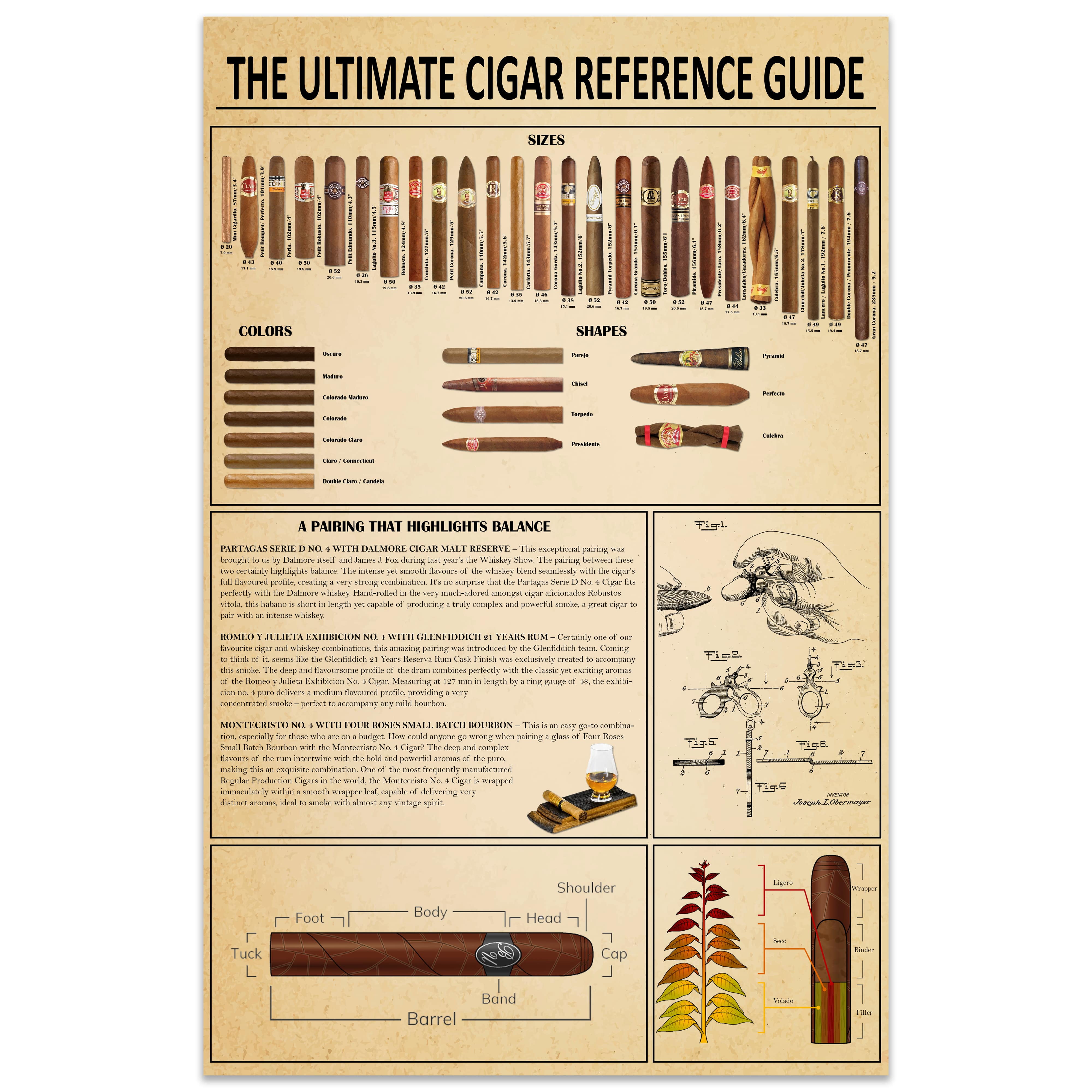 The Party Post Cigar Poster 11x17 Smoking Cigars Knowledge Guide for Adults Unframed