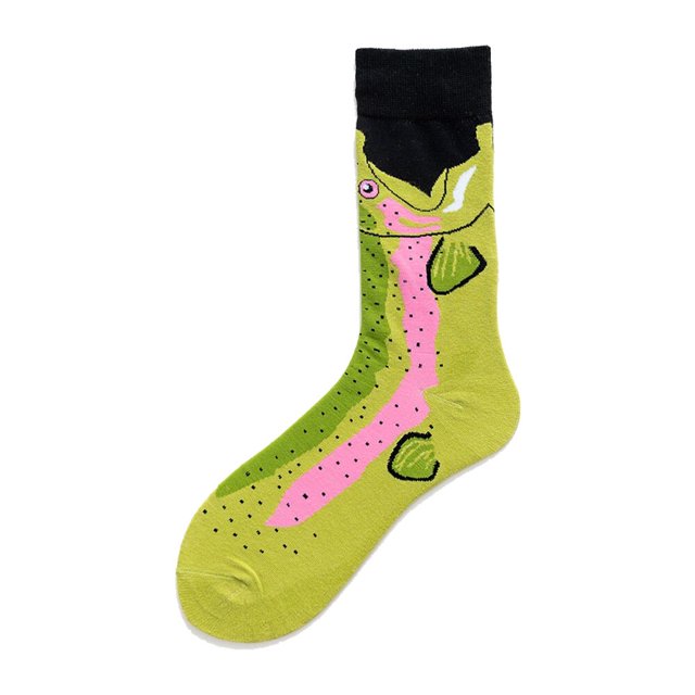 Calcetines de algodón peinado para hombre, medias con estampado divertido, Rana, hamburguesa loca, salmón, maíz, aguacate, pájaro, regalo de Navidad, novedad