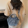 thumbnail image 5 of Hfppkn Star Print Denim Crossbody Handbag Y2K Multi-Pocket Shoulder Purse for Daily Use 23x10x18cm Blue, 5 of 7