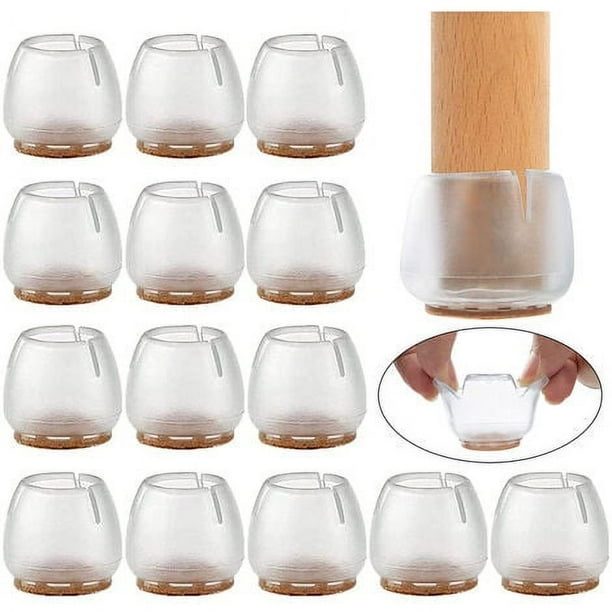Laklulu 16 protectores de patas de silla de PVC de 12 a 16 mm con punta redonda y fundas de fieltro antideslizantes para patas de muebles