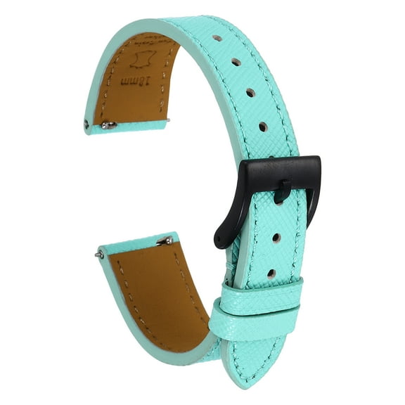 Uxcell Genuine Leather Watch Band 18mm Quick Release Replacement Watch Strap with Stainless Steel Black Buckle for Men Women, Green