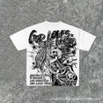 thumbnail image 1 of Camiseta de gran tamaño Retro Punk Rock, Top de manga corta de algodón con estampado gráfico de payaso Harajuku de Hip Hop, 1 of 4