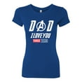 thumbnail image 2 of Wild Bobby, Dad I Love You 3000 Endgame Superhero Gift Idea, Father's Day, Women Slim Fit Junior Tee, Royal, X-Large, 2 of 4