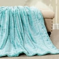 thumbnail image 4 of Home Soft Things Tip Dyeing Light Faux Fur Throw - Blue Turqoise - 50" x 60", 4 of 9