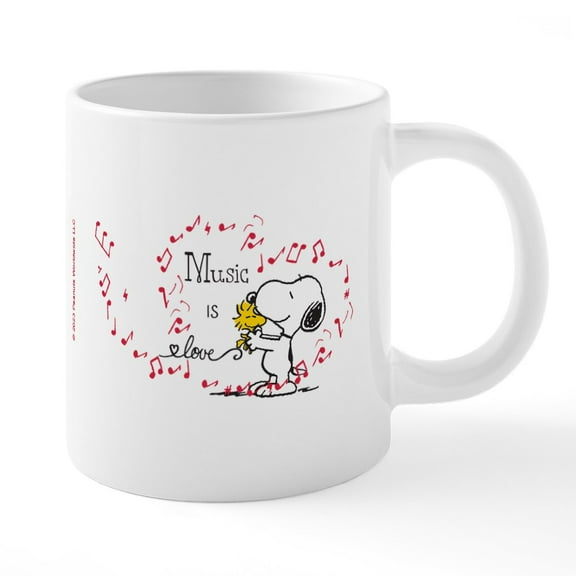 CafePress - Snoopy Music Is Love Mugs - 20 Oz White Ceramic Mega Mug