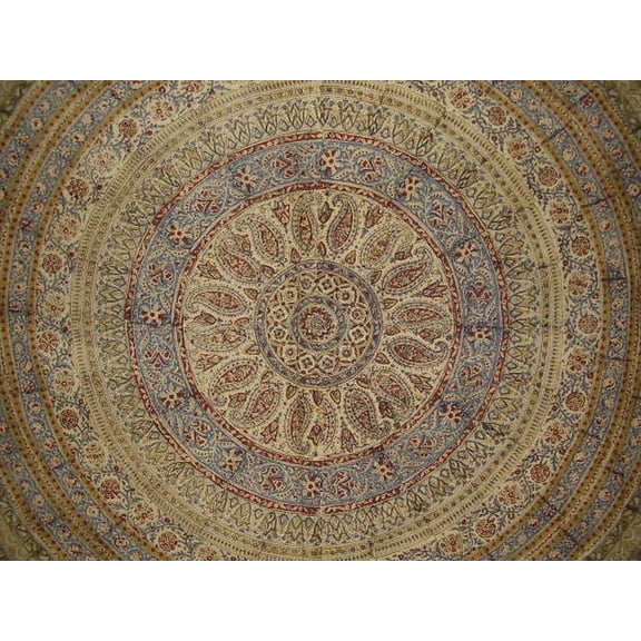 Kalamkari Block Print Tapestry Cotton Bedspread 108" x 88" Full-Queen Multi Color