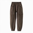 thumbnail image 4 of NOLDARES Girls Cargo Pants Wide Leg Streetwear Kids Pants with Pockets Trendy Jogger Trousers(Coffee,7-8 Y), 4 of 4