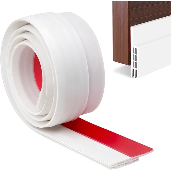 SUNMON Silicone Door Draft Stopper – 39 inches Door Seal Strip for Under Door Seal Gap Interior & Exterior Doors Weather Stripping Soundproof (White)