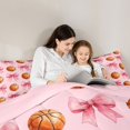 thumbnail image 4 of spefrowx Basketball Sports Lover Queen Bedding for Girls, Pink Watercolor Bow Bedding Comforter Set Queen, Pink Reversible, 7-Piece, 4 of 6