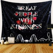 Black Tapestry Harry Styles Tapestry Treat People with Kindness - Harry Styles Boutique Tapestry Wall Hanging for Bedroom, 59X51 Inches