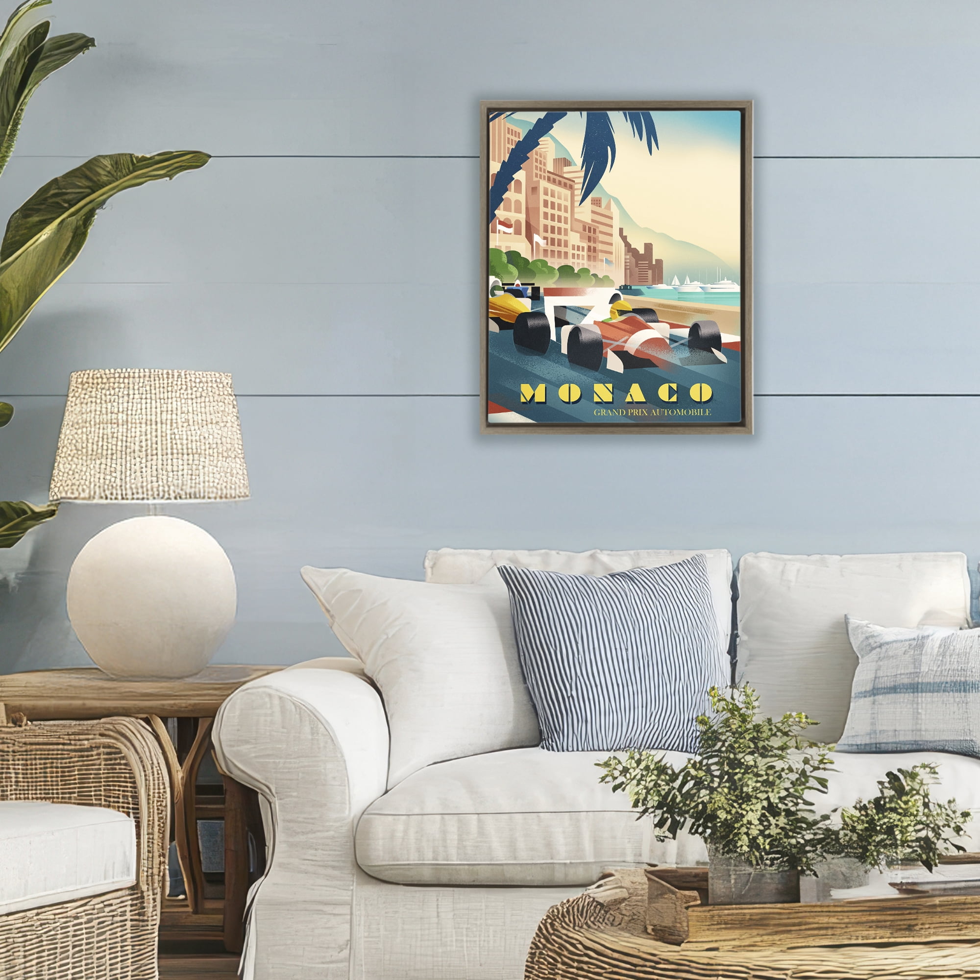 Stupell Industries Monaco Grand Prix Racing Brown Framed Floater Canvas Wall Art, design by Martin Wickstrom