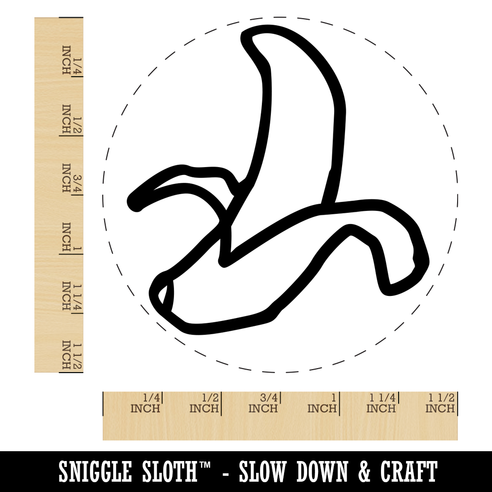 Peeled Banana Doodle Self-Inking Rubber Stamp Ink Stamper - Blue Ink - Large 1-1/2 Inch