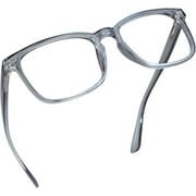 LifeArt Blue Light Blocking Glasses with Spring Hinge, Anti Eyestrain, Computer Reading Glasses, Gaming Glasses, TV Glasses for Women Men, Anti Glare (Clear Gray,+0.50 Magnification)