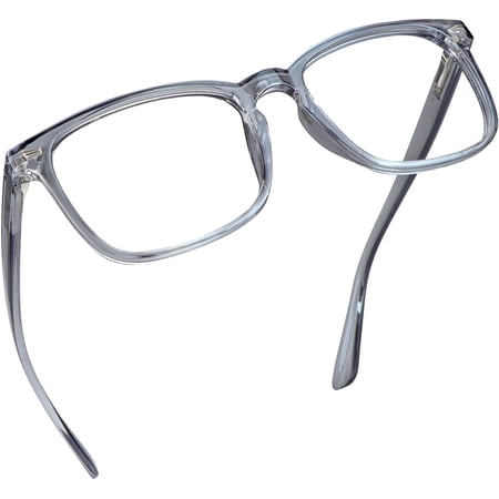 LifeArt Blue Light Blocking Glasses with Spring Hinge, Anti Eyestrain, Computer Reading Glasses, Gaming Glasses, TV Glasses for Women Men, Anti Glare (Clear Gray,+0.50 Magnification)