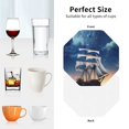 thumbnail image 6 of Yiaed Moonlit Night Sea Sailboat Print Leather Coasters for Drinks - Cup Coasters Coffee Table Kitchen Table Bar, Home & Office Gifts Handmade Drink Coasters-Octagon, 6 of 6