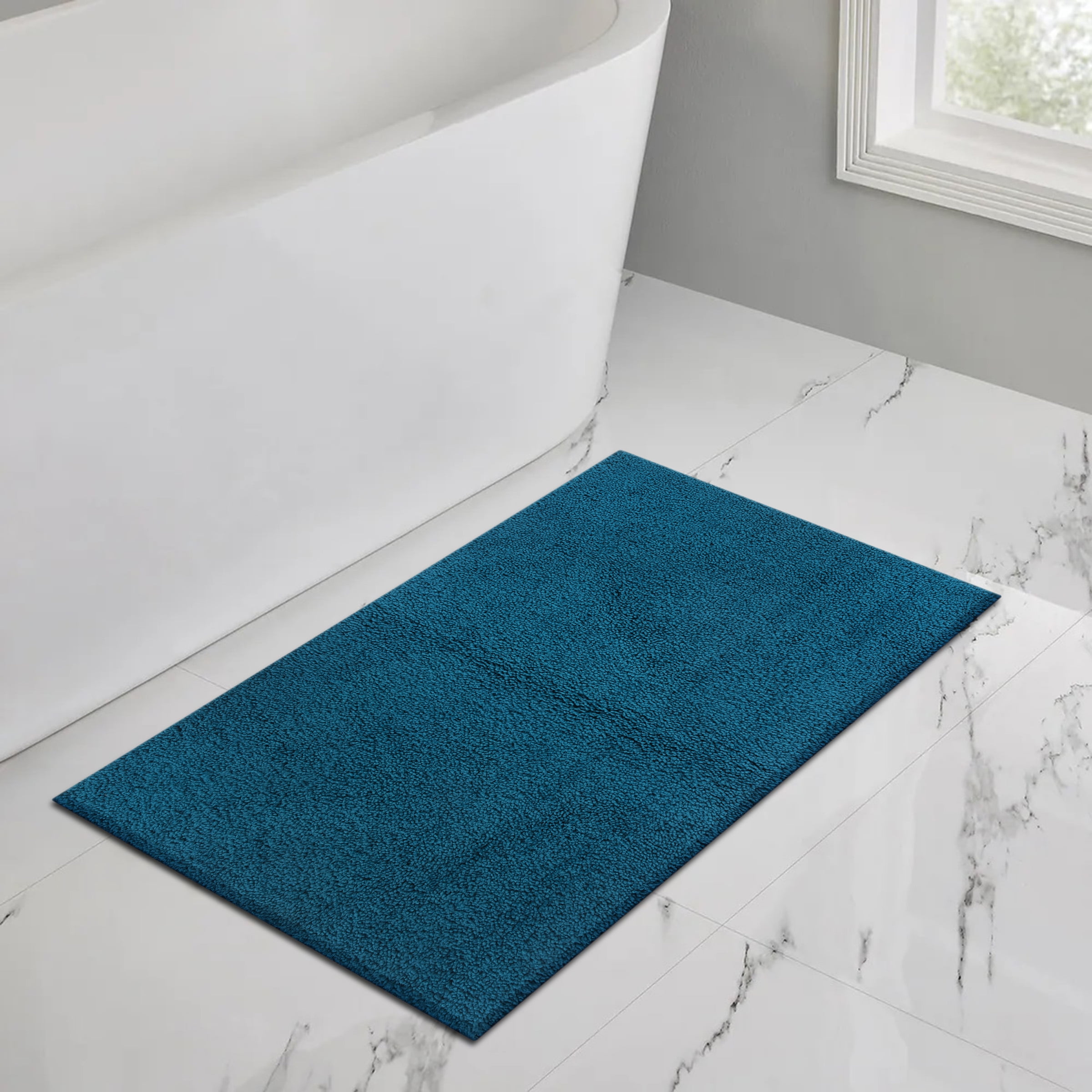 Mainstays Performance Recycled Polyester Bath Rug, Cool Water, 20 in x 34 in