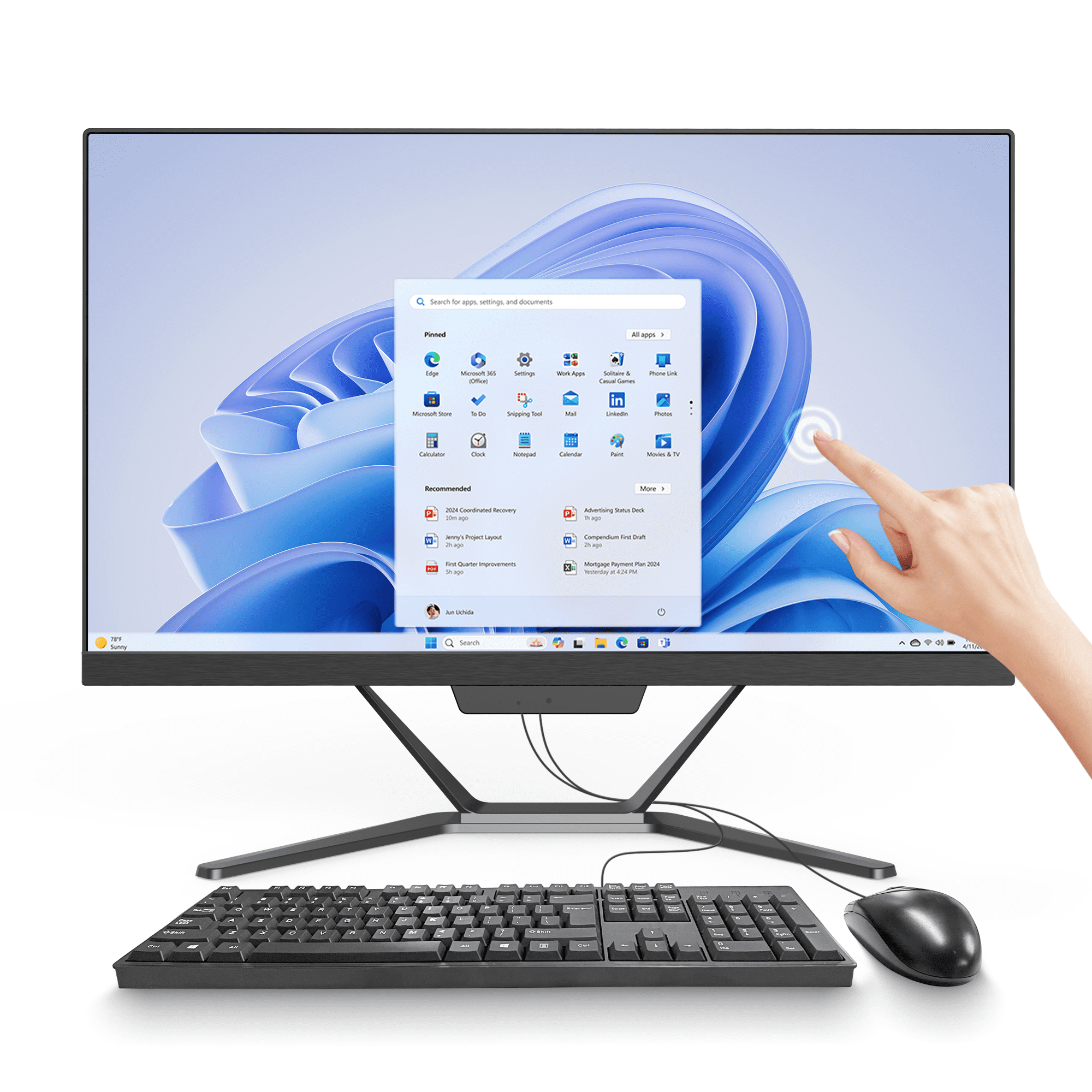 PTZZHEDM 23.8" Touchscreen All-in-One Business Computer, with Webcam, Intel i7-3610QM, 16GB RAM, 1TB SSD, Win10 Pro, Black