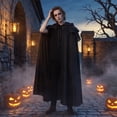 thumbnail image 6 of Medieval Hooded Cloak, Wizard Cosplay, Wizard Costume, Witch Costume Cloak, Historical Cape, Renaissance Hooded Cloak for Women Men, Adult Medieval Cape With Hood, Viking Cloak, Black L, 6 of 6