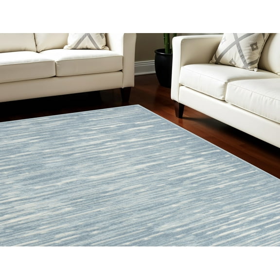 7' X 9' Blue Geometric Area Rug
