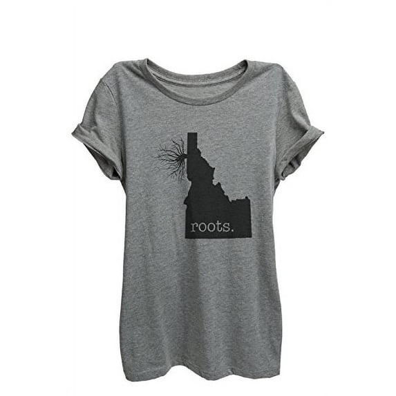 Home Roots State Idaho Womens Relaxed T-Shirt Tee Heather Grey - Medium
