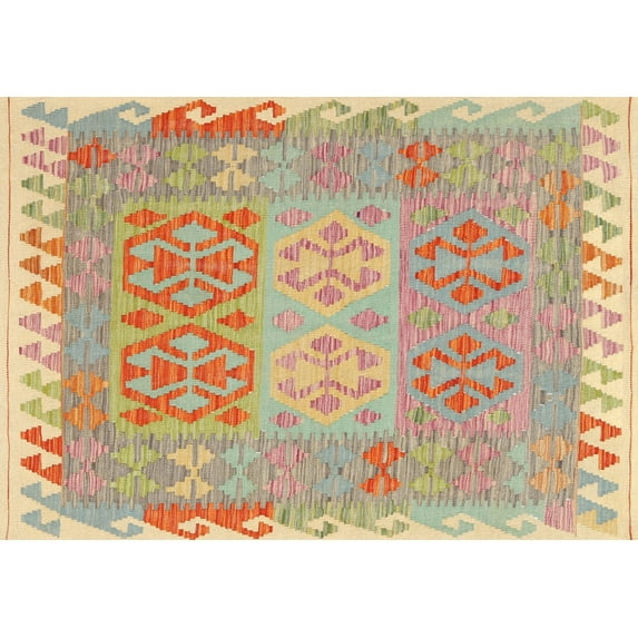 Ahgly Company Indoor Rectangle Contemporary Sunrise Orange Southwestern Area Rugs, 2' x 5'