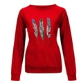 thumbnail image 4 of ZKCCNUK Women's 2025 Autumn Winter Casual Crewneck Feather Sweatshirt Long Sleeve Loose Pullover Tops, 4 of 4
