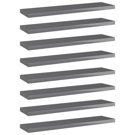 

Aibecy Bookshelf Boards 8 pcs High Gloss Gray 15.7 x3.9 x0.6 Engineered Wood