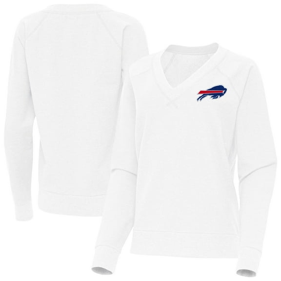 Women's Antigua White Buffalo Bills Varsity Tri-Blend V-Neck Long Sleeve T-Shirt