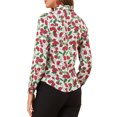 thumbnail image 4 of INSPIRE CHIC Women's Floral Button Down Long Sleeves Tie Neck Office Shirts S Cherry, 4 of 8