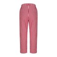 thumbnail image 5 of Womens Summer Pants with Pockets Plaid Comfy Elastic Linen Blend Pants Ankle Length Straight Leg Trousers (XL, Red), 5 of 6