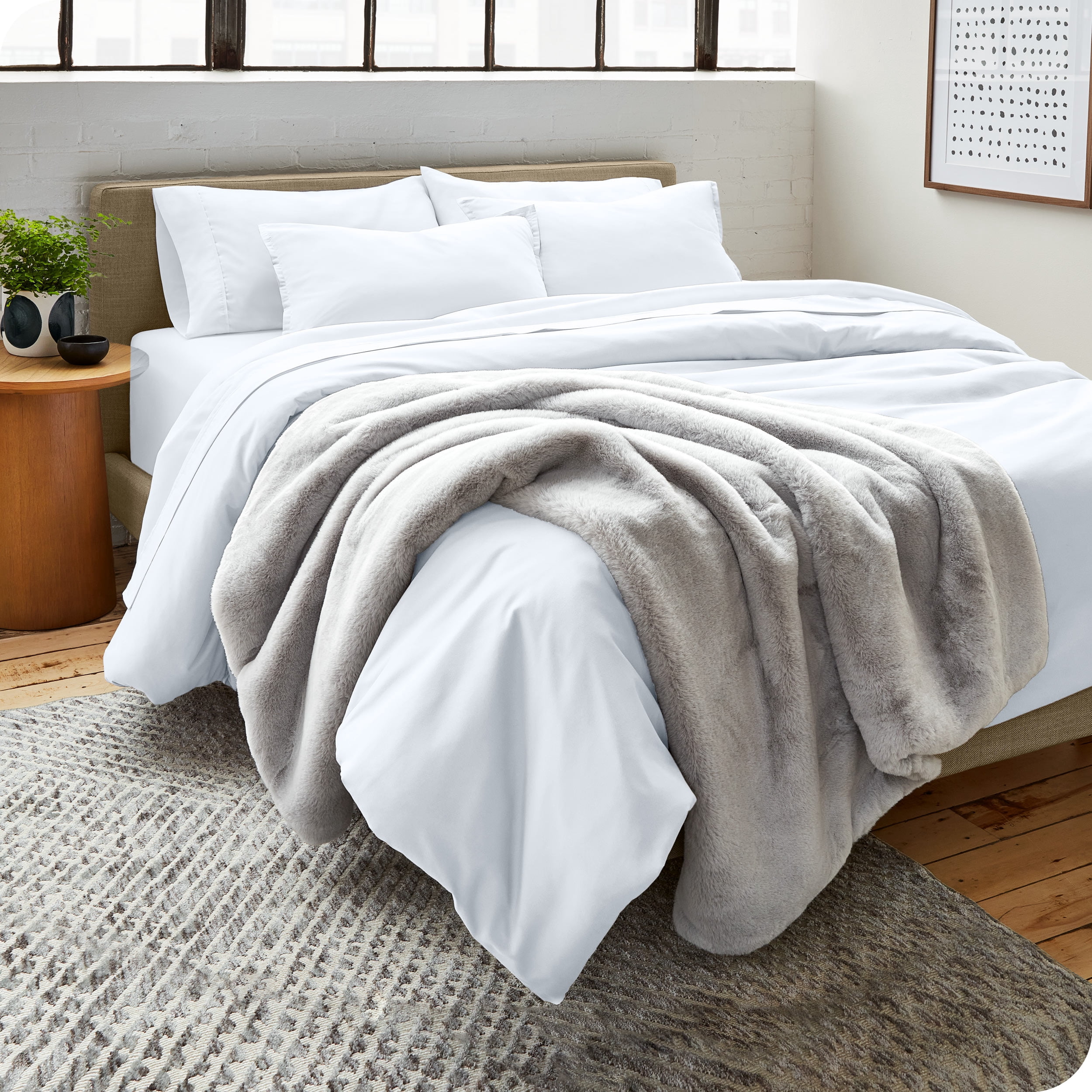 Bare Home Microfiber Duvet Cover & Sham Set, Full, White, 3-Pieces