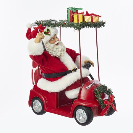 11 25 Santa Claus Driving Golf Cart Christmas Table Top Figurine