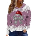 thumbnail image 4 of Womens Christmas Hoodless Casual Long Sleeve Christmas Print Soft Athletic Womens Work Clothing,Pink,S, 4 of 5