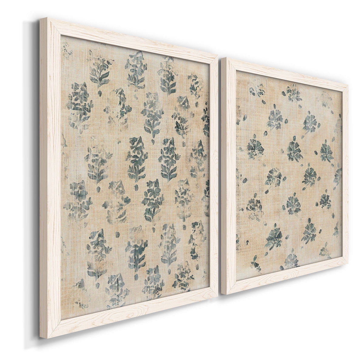 Vintage Blockprint I - Premium Framed Canvas 2 Piece Set - Ready to Hang