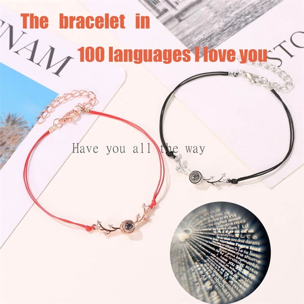 onlyliua para Interior/Exterior Nueva Pulsera y Proyección de Memoria En 100 Idiomas Como Regallo de San Valentín